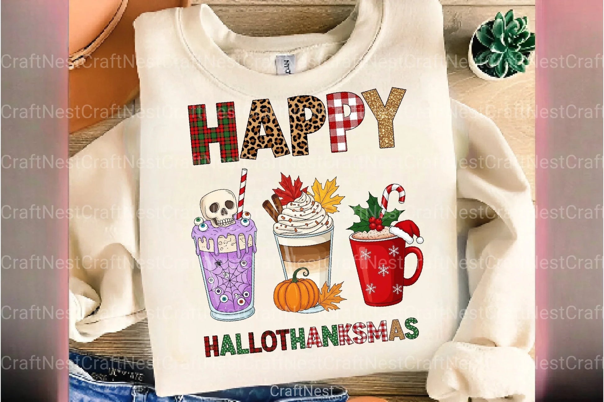 Happy Hallothanksmas T-Shirt & Clipart Bundle - CraftNest - Digital Crafting and Art