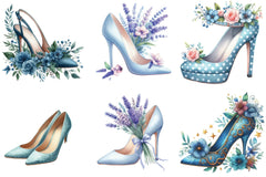 Blue High Heels with Floral Clipart Bundle - CraftNest - Digital Crafting and Art
