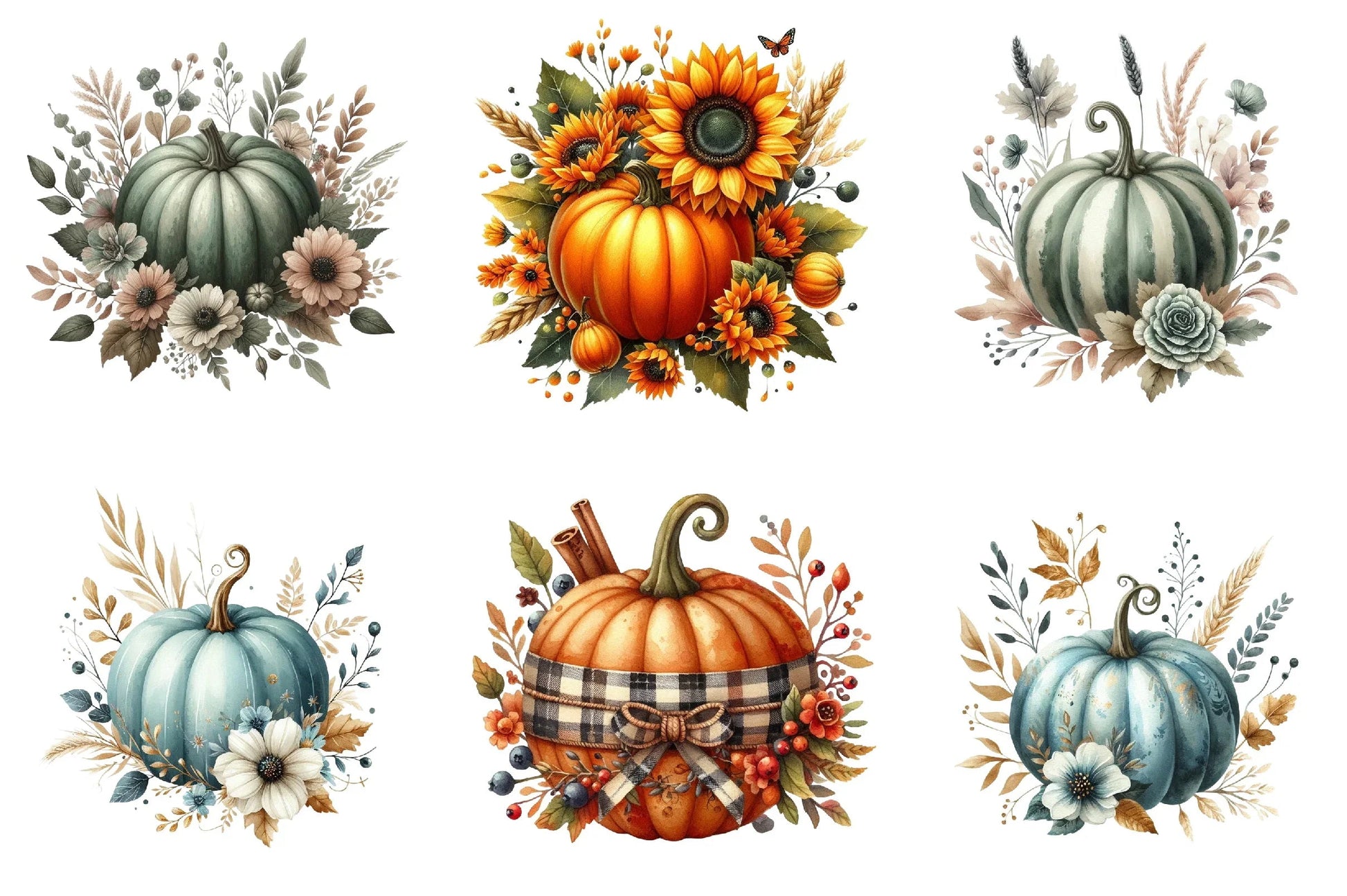 Fall Floral Pumpkin Clipart Bundle - CraftNest - Digital Crafting and Art