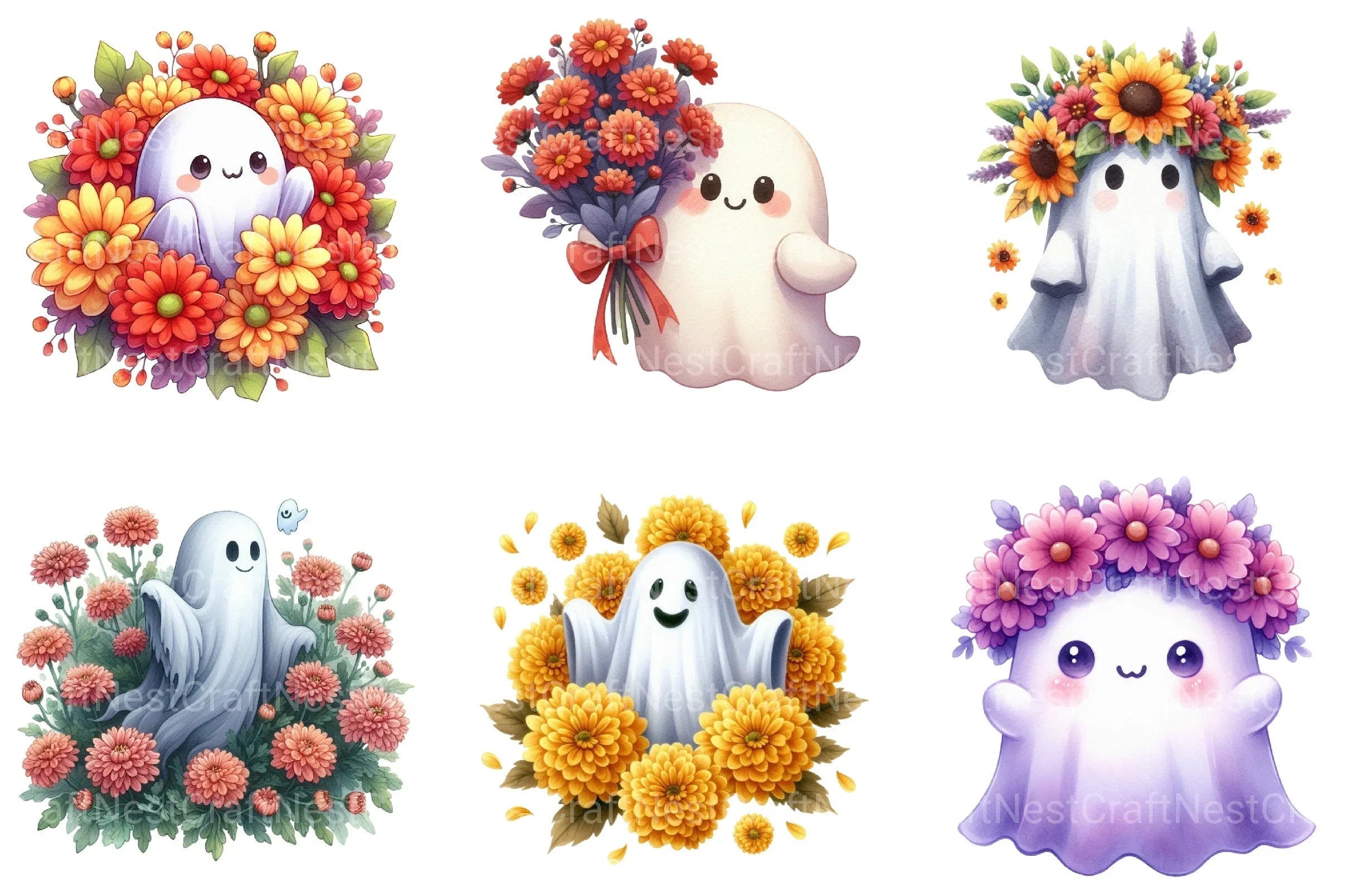 Ghost & Mums Halloween Clipart Bundle - CraftNest - Digital Crafting and Art