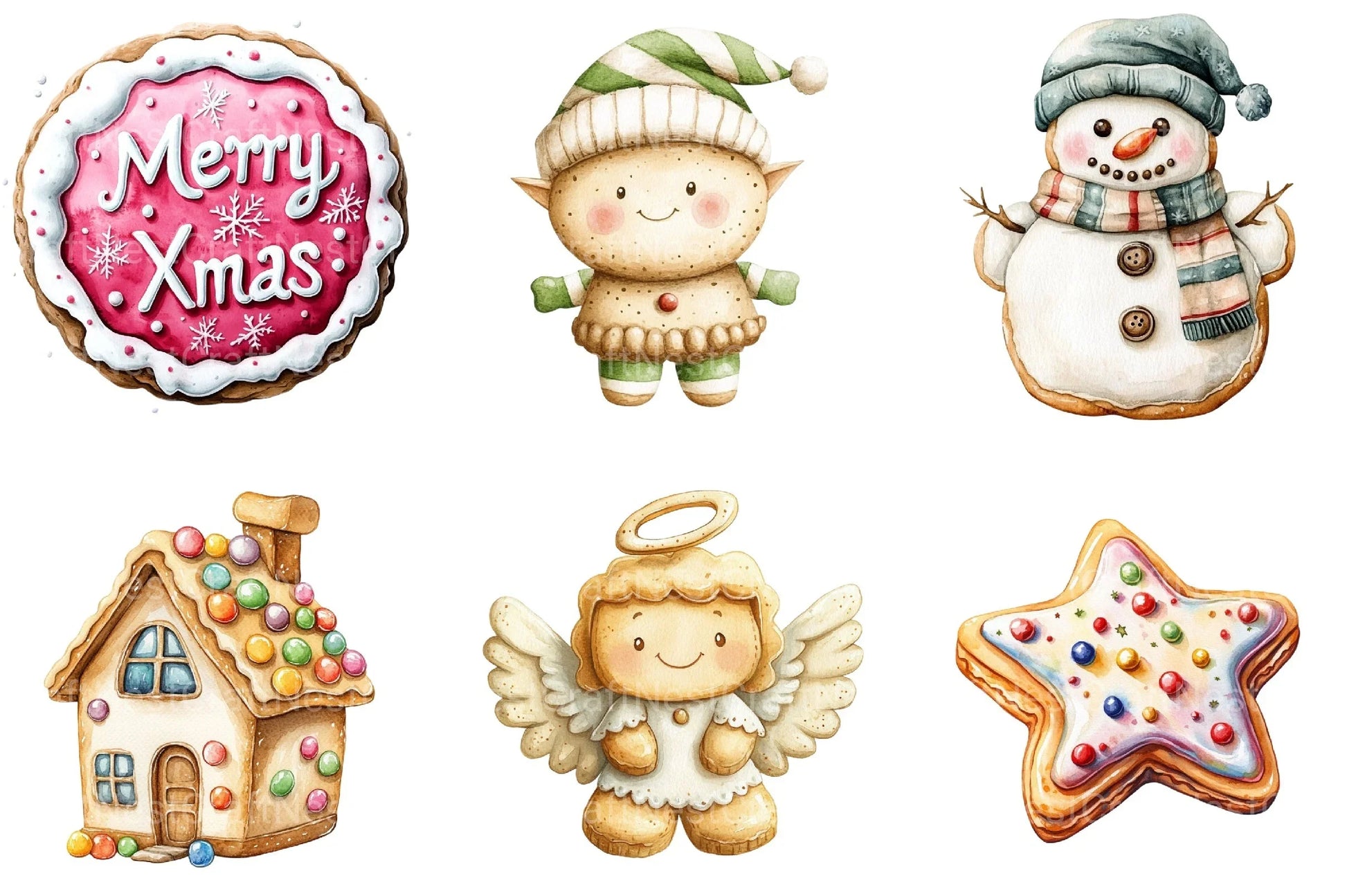 Christmas Cookies Cartoon Clipart Bundle - CraftNest - Digital Crafting and Art