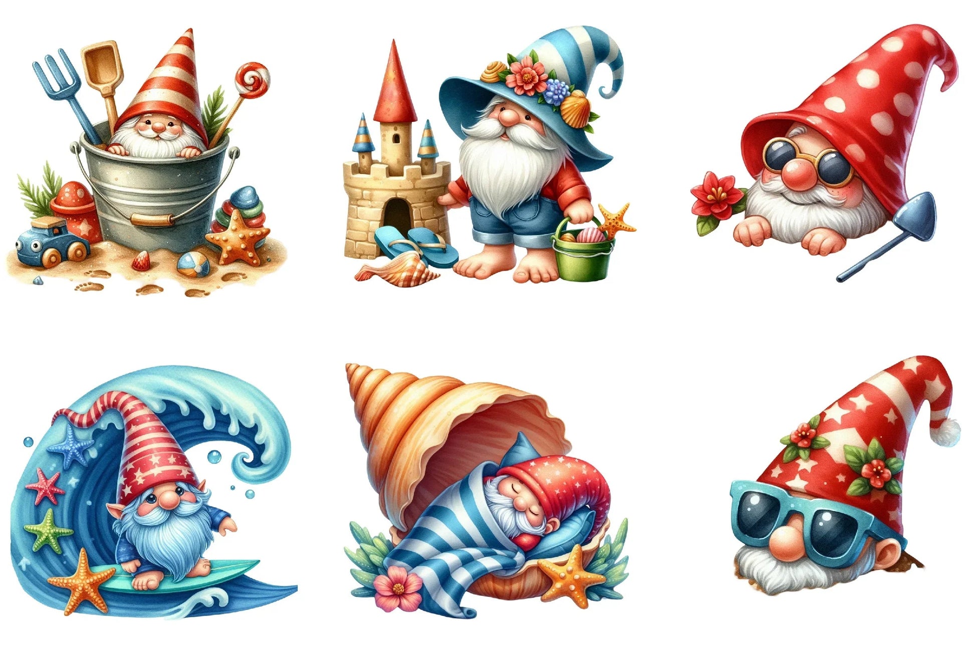 Summer Vacation Gnomes Beach Clipart Bundle - CraftNest - Digital Crafting and Art