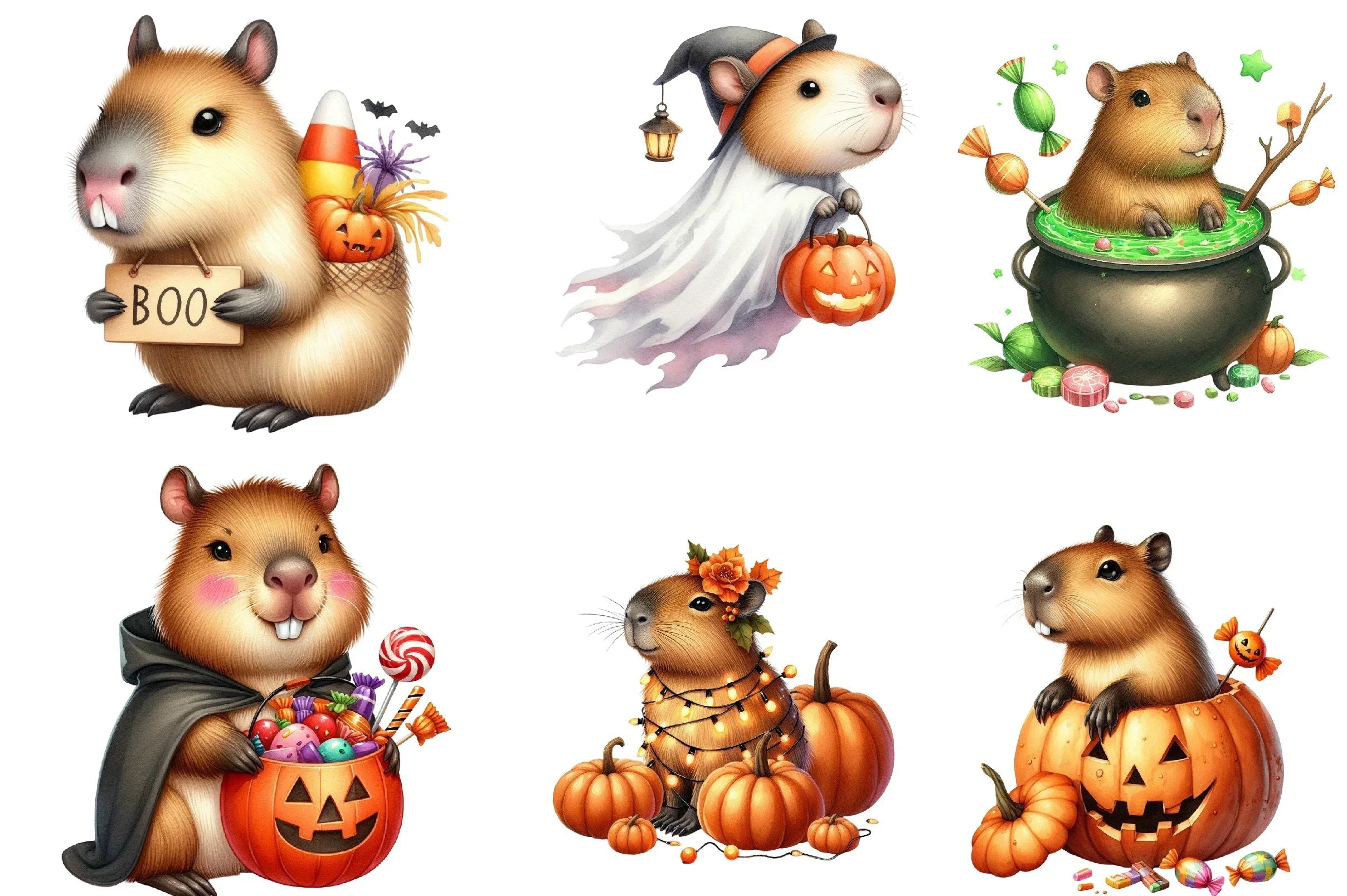 Halloween Capybara Clipart Bundle - CraftNest - Digital Crafting and Art