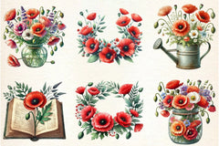 Spring Meadow Poppies Clipart Bundle - CraftNest - Digital Crafting and Art