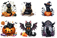 Black Cat Halloween Clipart Bundle - CraftNest - Digital Crafting and Art