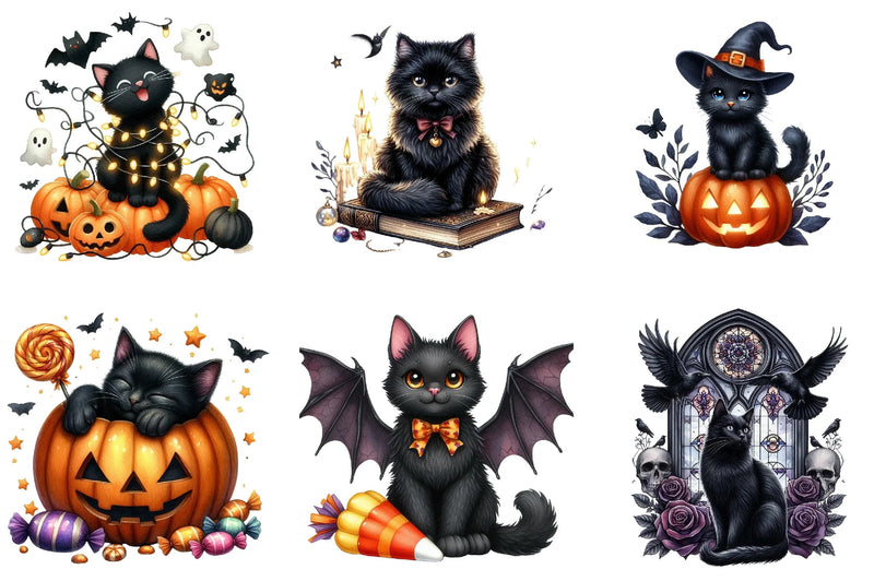 Black Cat Halloween Clipart Bundle - CraftNest - Digital Crafting and Art