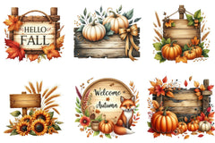 Autumn Wooden Signs Clipart Bundle - CraftNest - Digital Crafting and Art