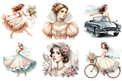 Wedding Retro Girl Clipart Bundle - CraftNest - Digital Crafting and Art