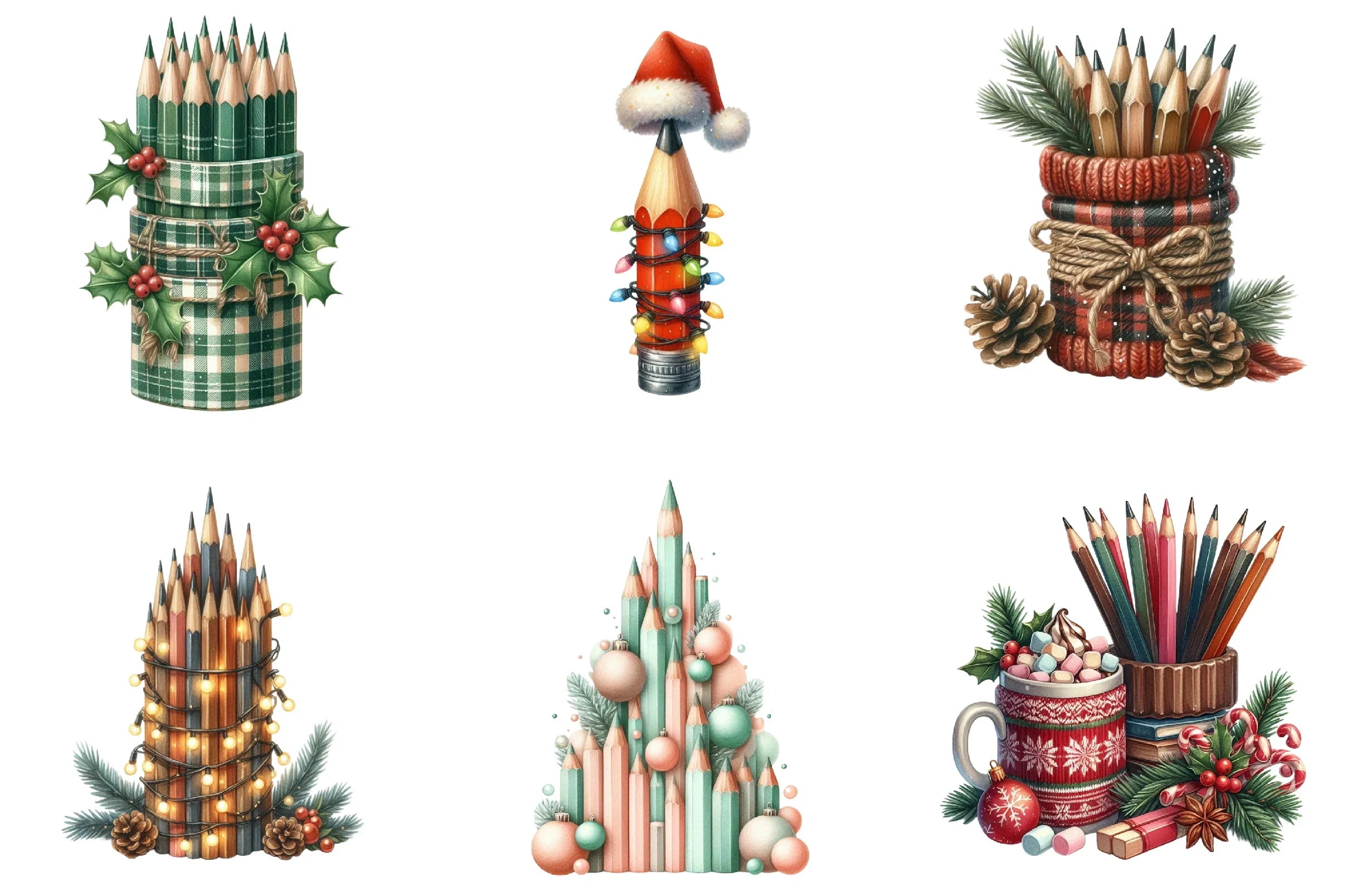 Christmas Pencil Tower Clipart Bundle - CraftNest - Digital Crafting and Art