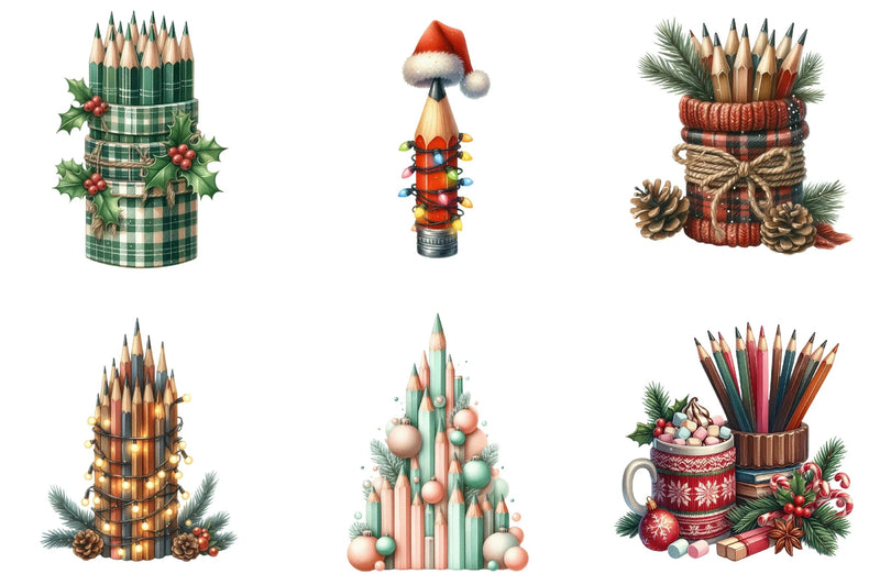 Christmas Pencil Tower Clipart Bundle - CraftNest - Digital Crafting and Art