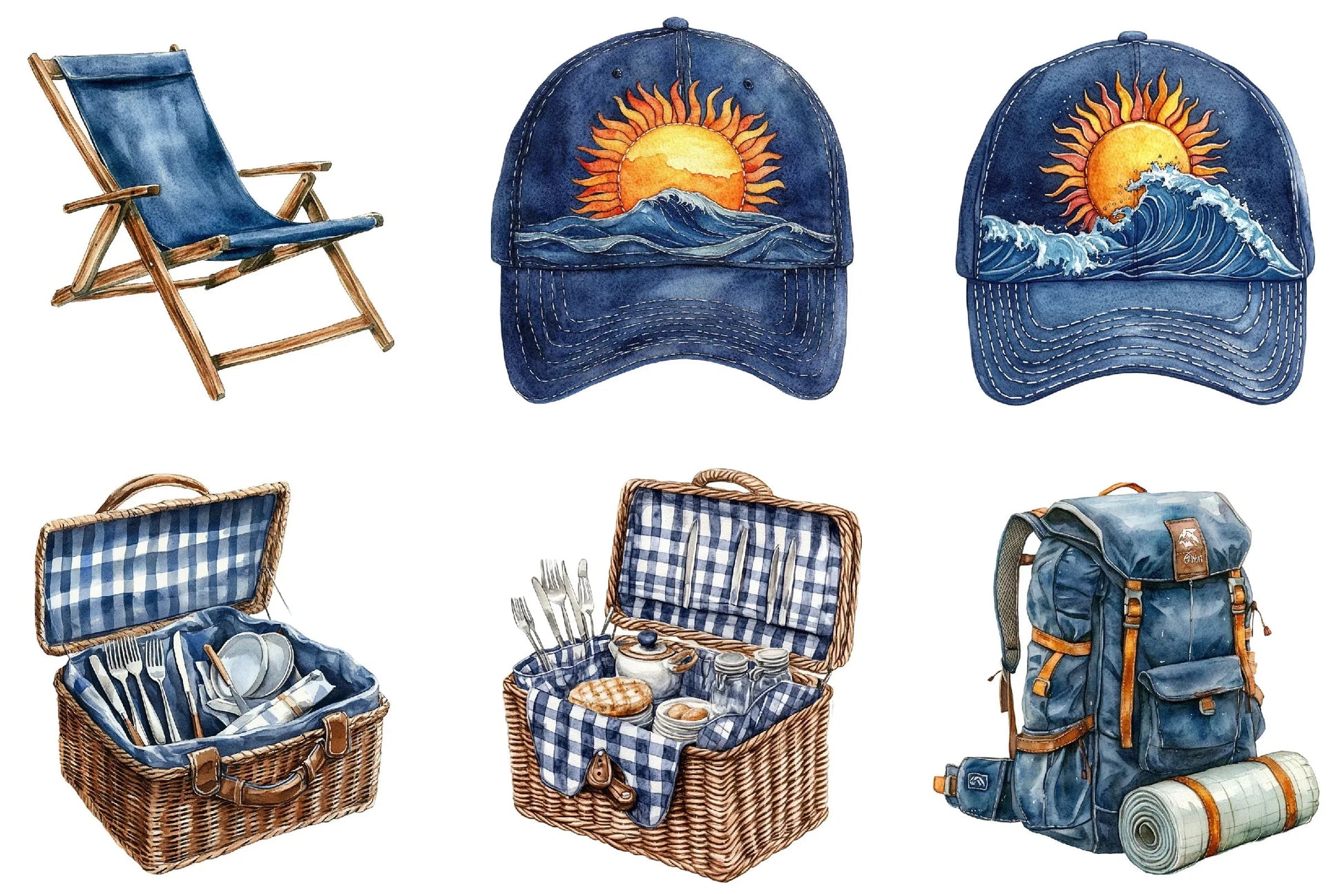 Navy Summer Outdoor Clipart Bundle - CraftNest - Digital Crafting and Art