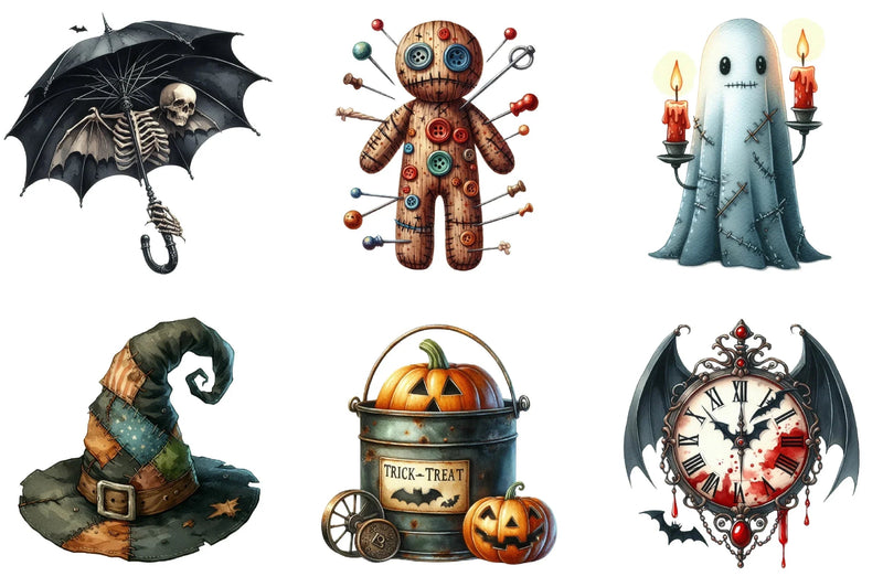 Vintage Halloween Stickers Clipart Bundle - CraftNest - Digital Crafting and Art