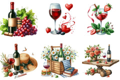 Summer Red Wine Clipart Bundle - CraftNest - Digital Crafting and Art