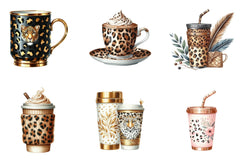 Leopard Print Coffee Cup Clipart Bundle - CraftNest - Digital Crafting and Art