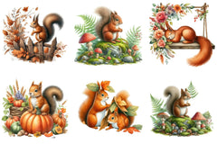 Fall Squirrel Garden Clipart Bundle - CraftNest - Digital Crafting and Art