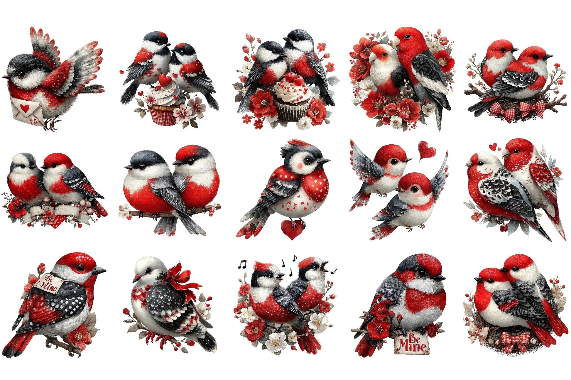Valentine Birds Clipart Bundle - CraftNest - Digital Crafting and Art