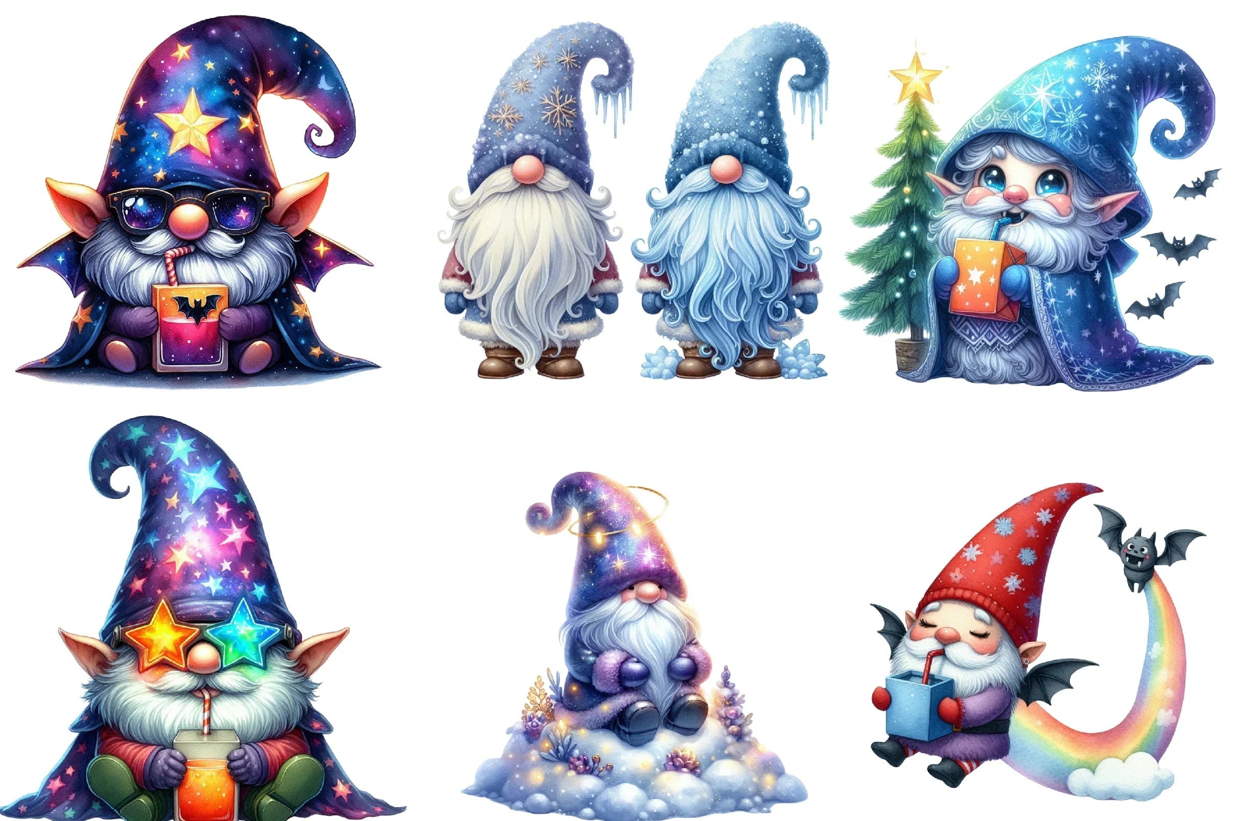 Iridescent Christmas Gnome Clipart Bundle - CraftNest - Digital Crafting and Art