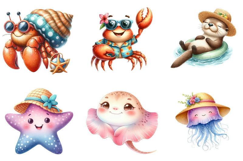 Summer Sea Animals Clipart Bundle - CraftNest - Digital Crafting and Art