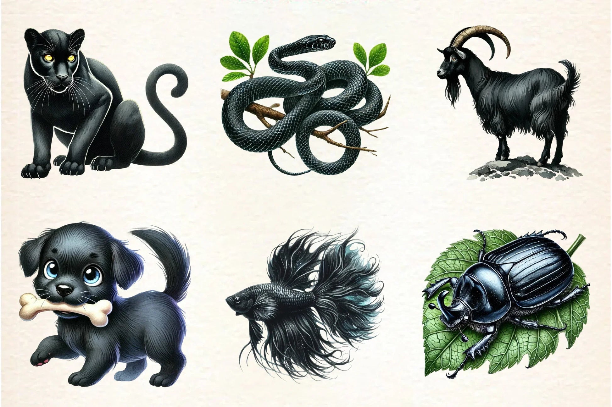 Black Animals Clipart Bundle - CraftNest - Digital Crafting and Art