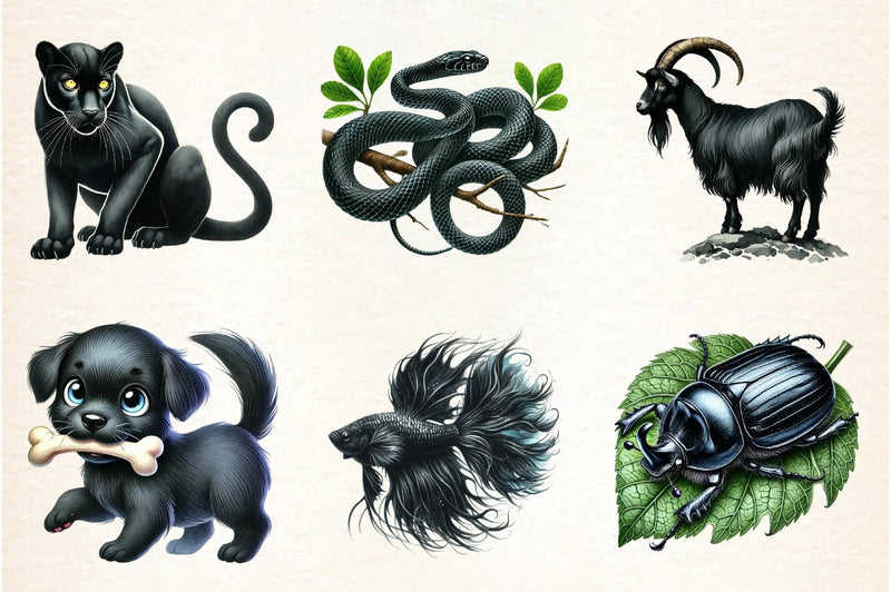 Black Animals Clipart Bundle - CraftNest - Digital Crafting and Art