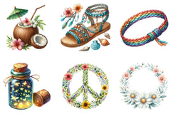 Hippie Summer Clipart Bundle - CraftNest - Digital Crafting and Art