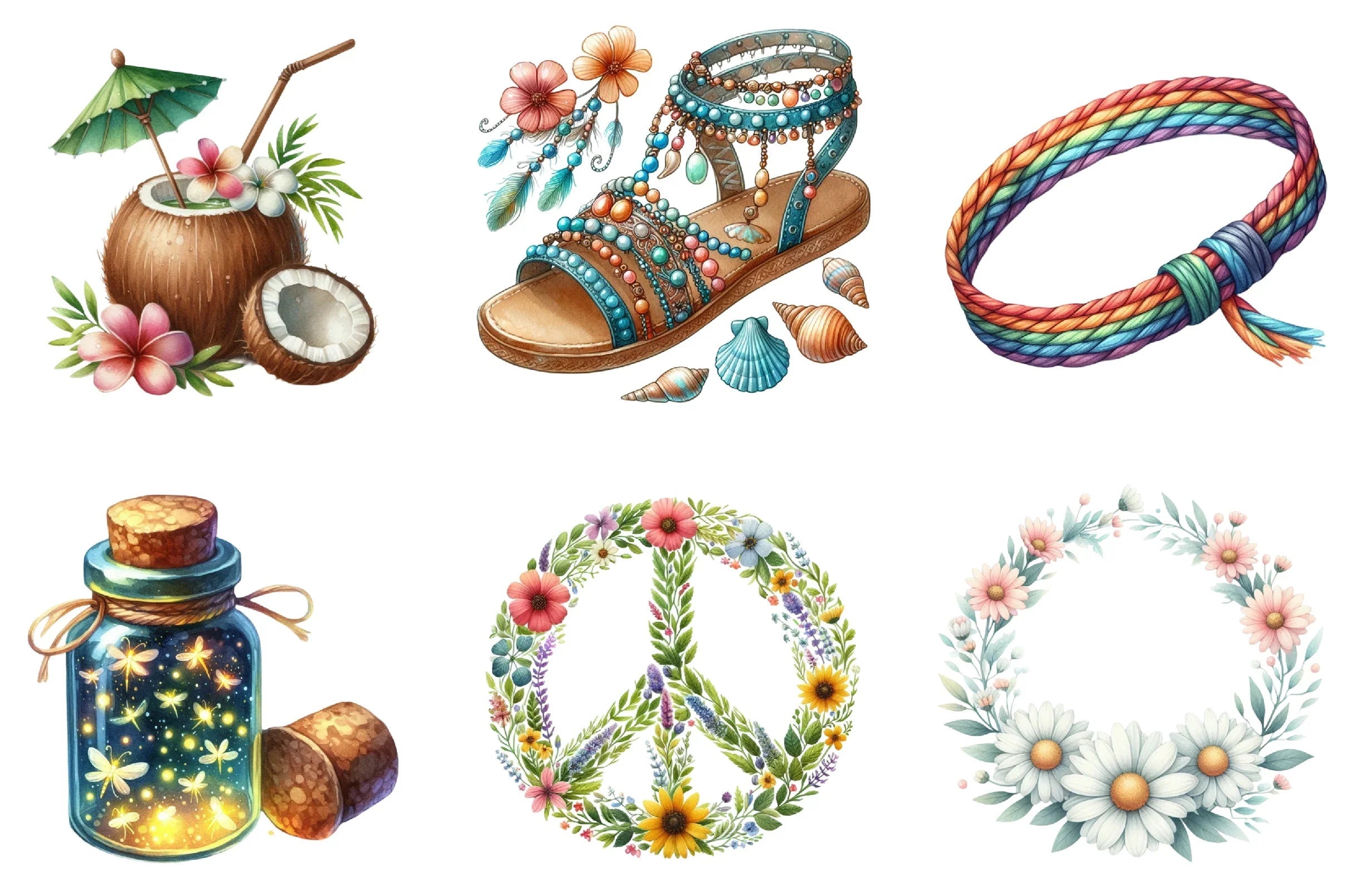 Hippie Summer Clipart Bundle - CraftNest - Digital Crafting and Art