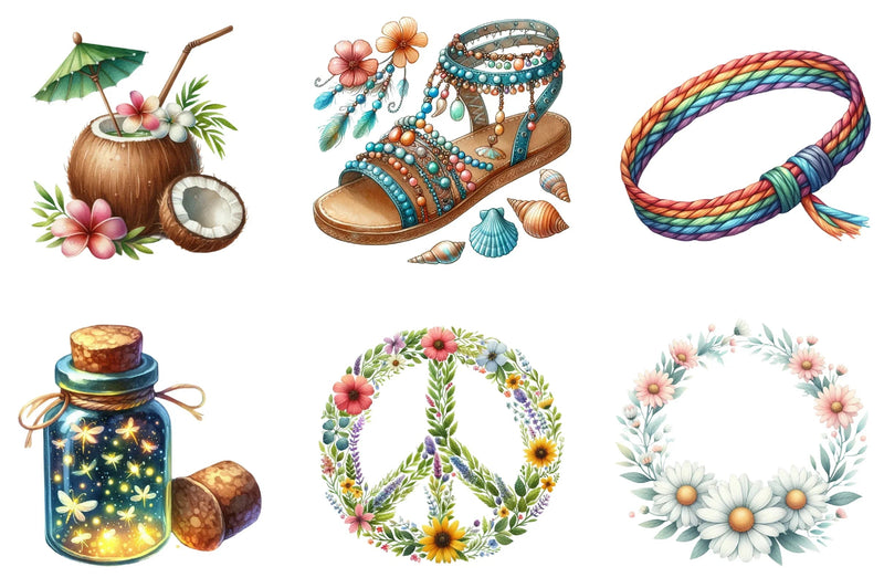 Hippie Summer Clipart Bundle - CraftNest - Digital Crafting and Art