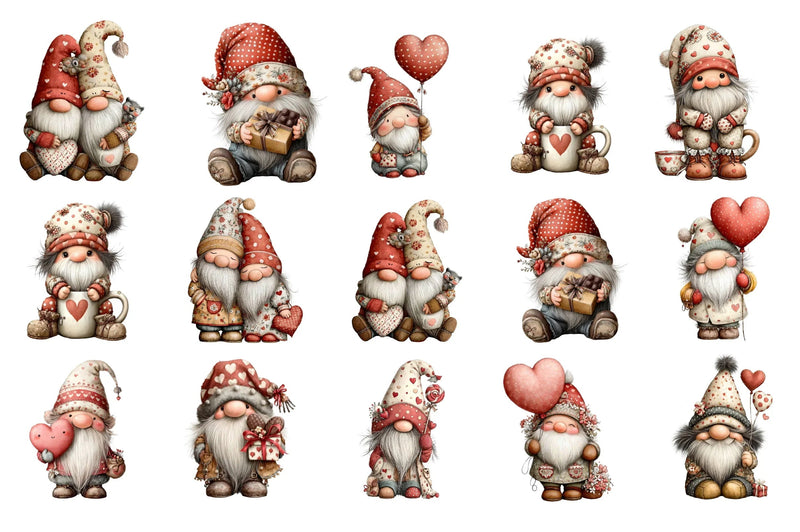 Valentine Gnomes Clipart Bundle - CraftNest - Digital Crafting and Art