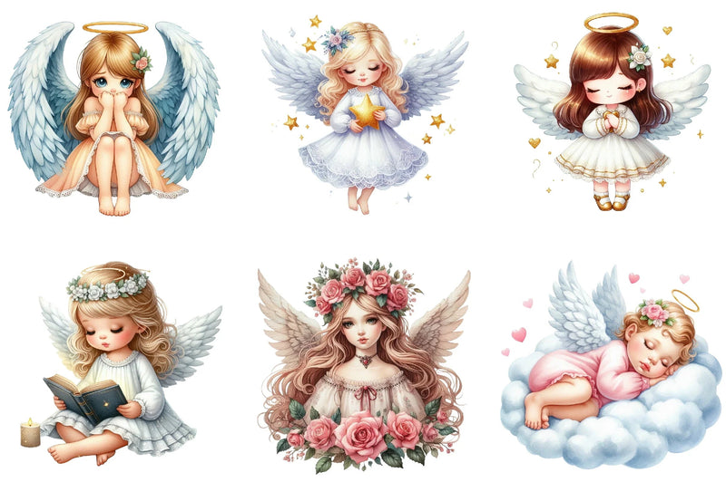 Cute Angel Girl Clipart Bundle - CraftNest - Digital Crafting and Art