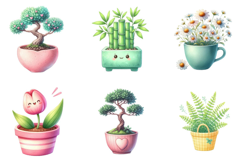 Kawaii House Plant Clipart Bundle - CraftNest - Digital Crafting and Art