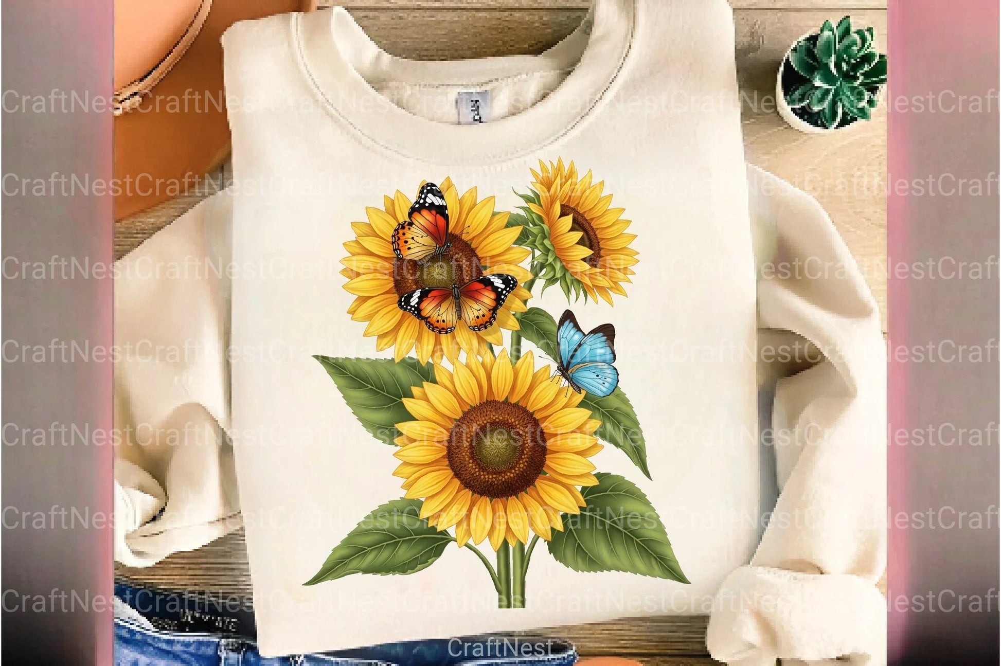 Sunflower and Butterfly Clipart Bundle 99 - CraftNest - Digital Crafting and Art