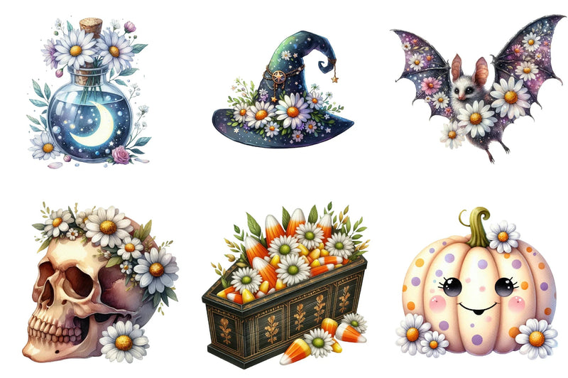 Daisy Flower & Halloween Clipart Bundle - CraftNest - Digital Crafting and Art