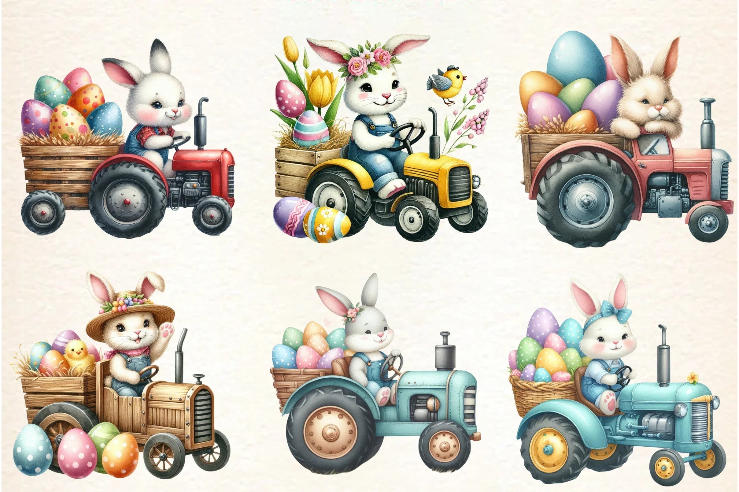 Easter Bunny Tractor Clipart Design Bundle - CraftNest - Digital Crafting and Art