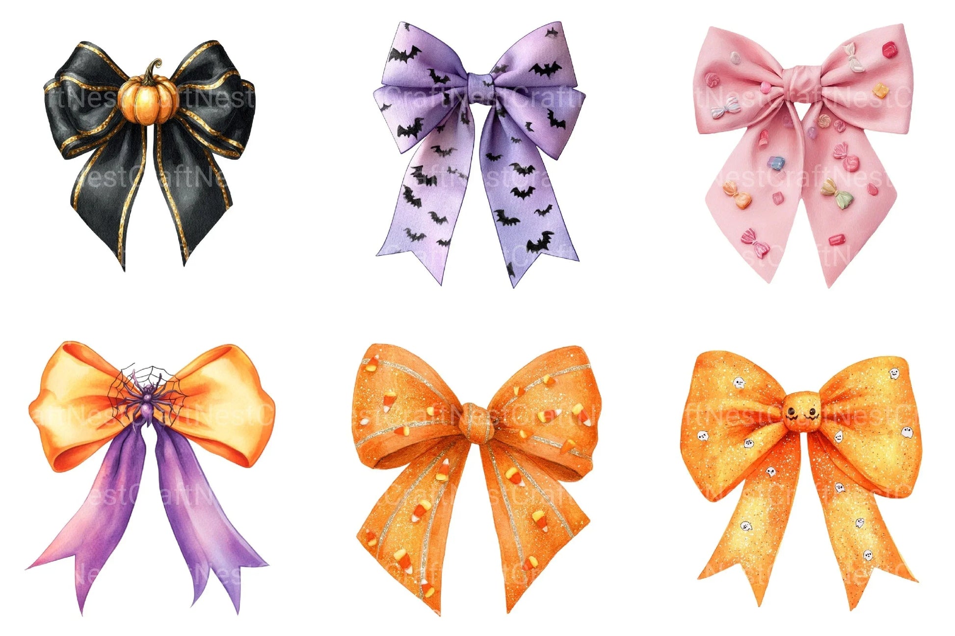 Halloween Coquette Bow Clipart Bundle 24 - CraftNest - Digital Crafting and Art
