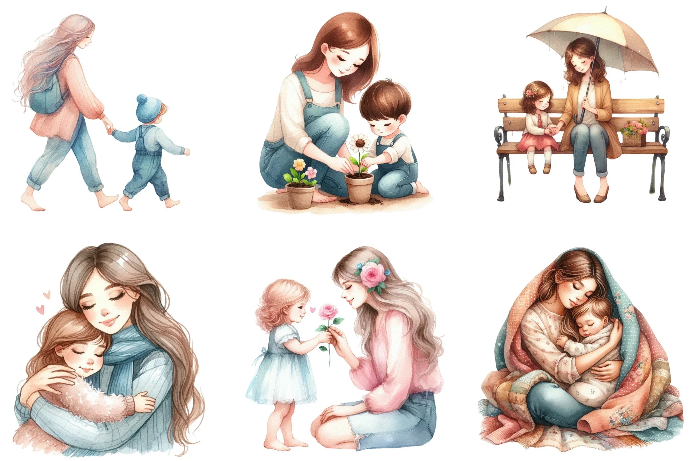 Mommy and Child Clipart Bundle - CraftNest - Digital Crafting and Art