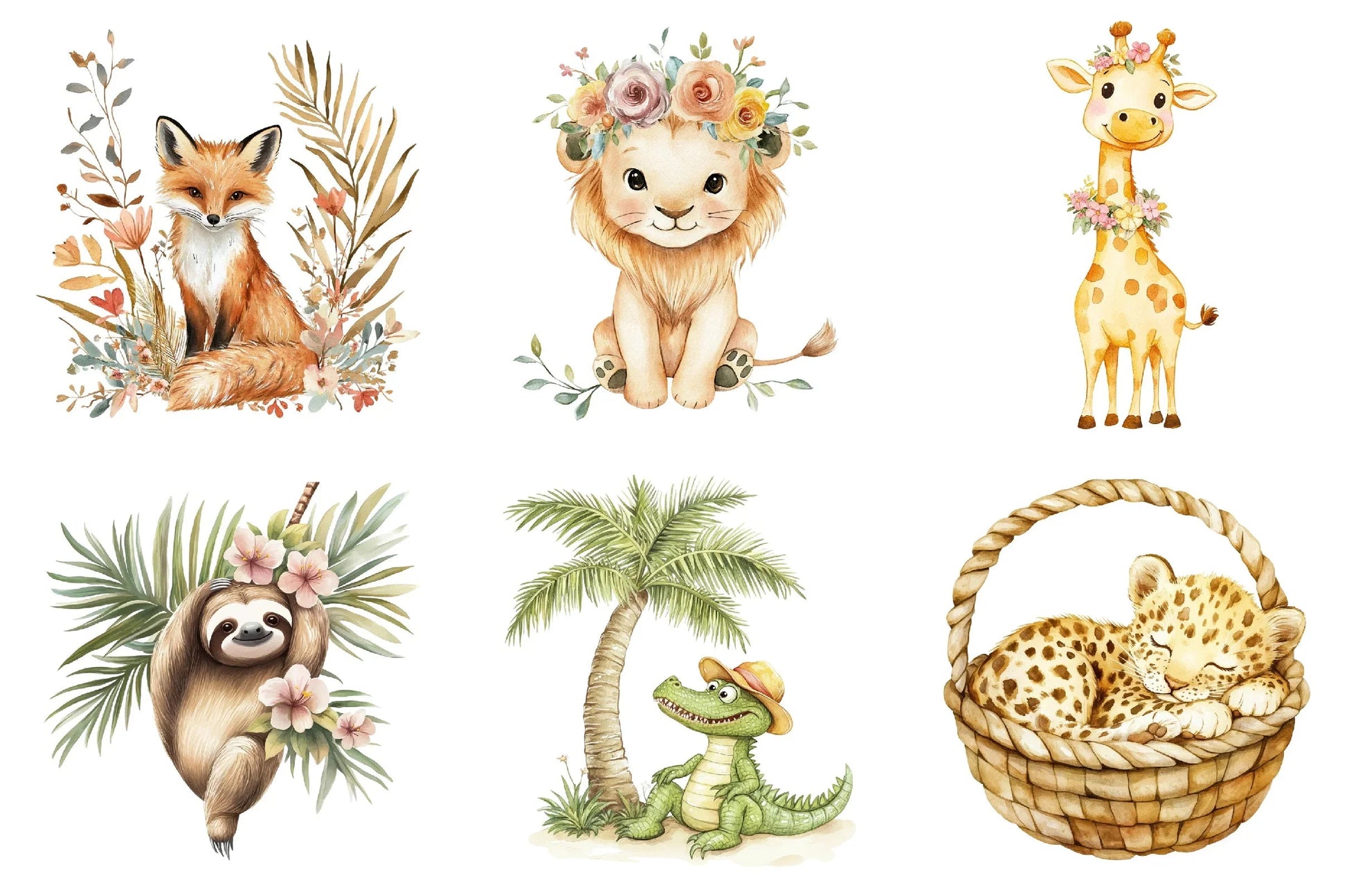Boho Jungle Animals Summer Clipart Bundle - CraftNest - Digital Crafting and Art