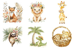 Boho Jungle Animals Summer Clipart Bundle - CraftNest - Digital Crafting and Art