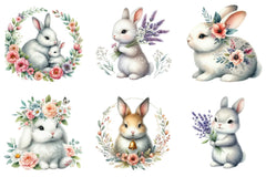 Floral Easter Bunny Clipart Bundle - CraftNest - Digital Crafting and Art