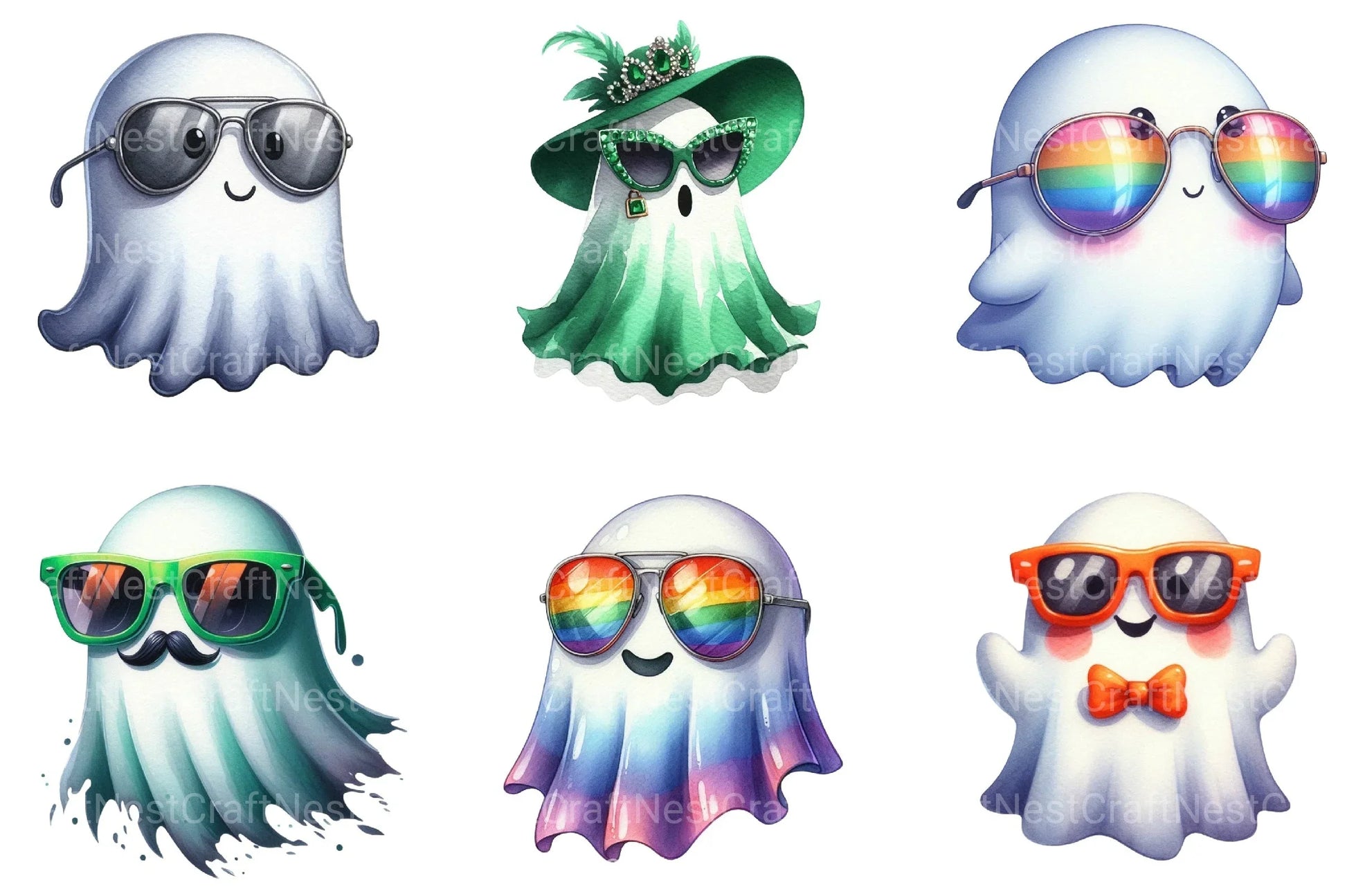 Sassy Shades Ghost Halloween Clipart Bundle - CraftNest - Digital Crafting and Art