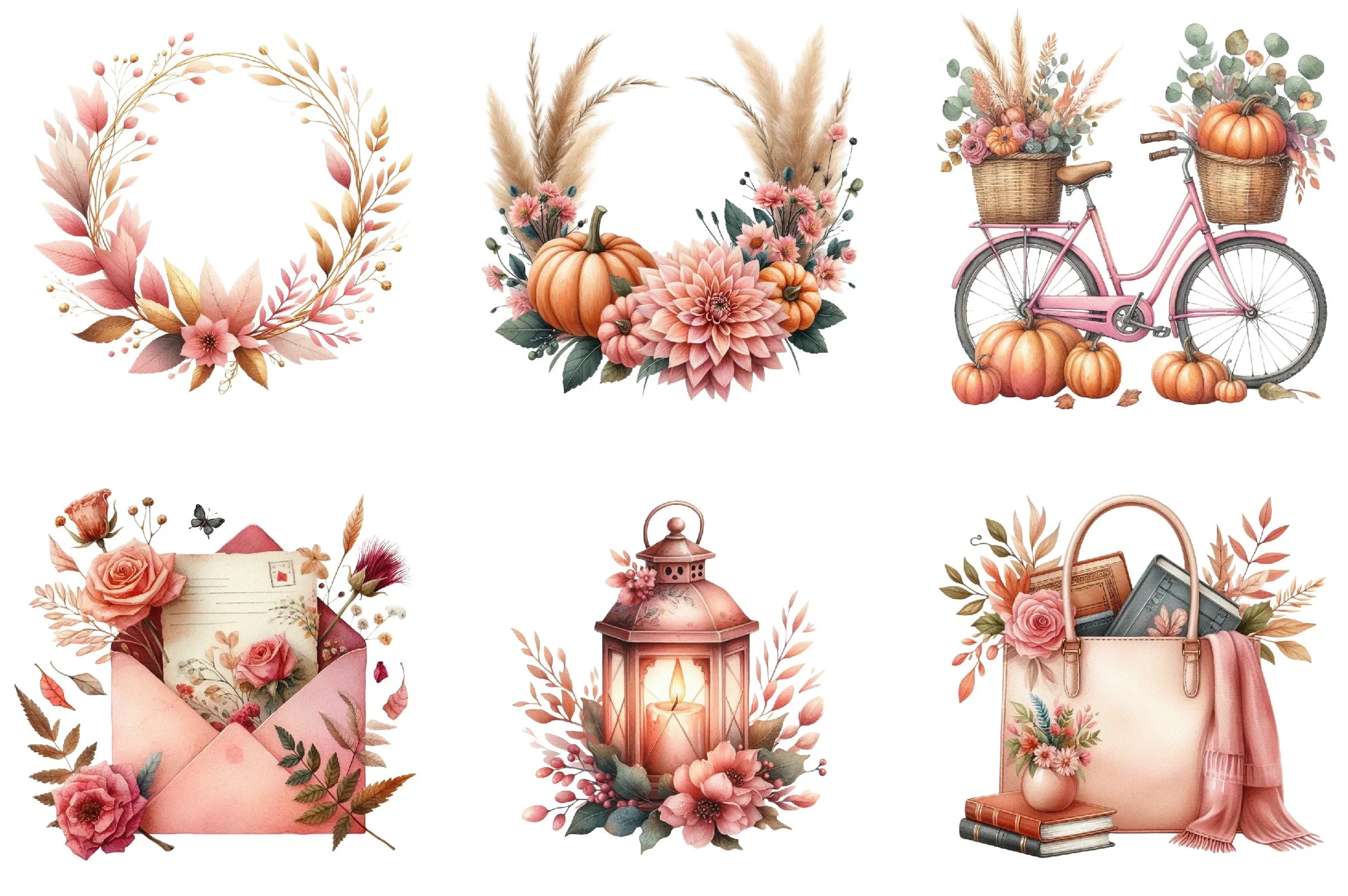 Pink Autumn Clipart Bundle - CraftNest - Digital Crafting and Art
