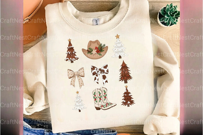 Western Christmas Coquette Clipart Bundle - CraftNest - Digital Crafting and Art