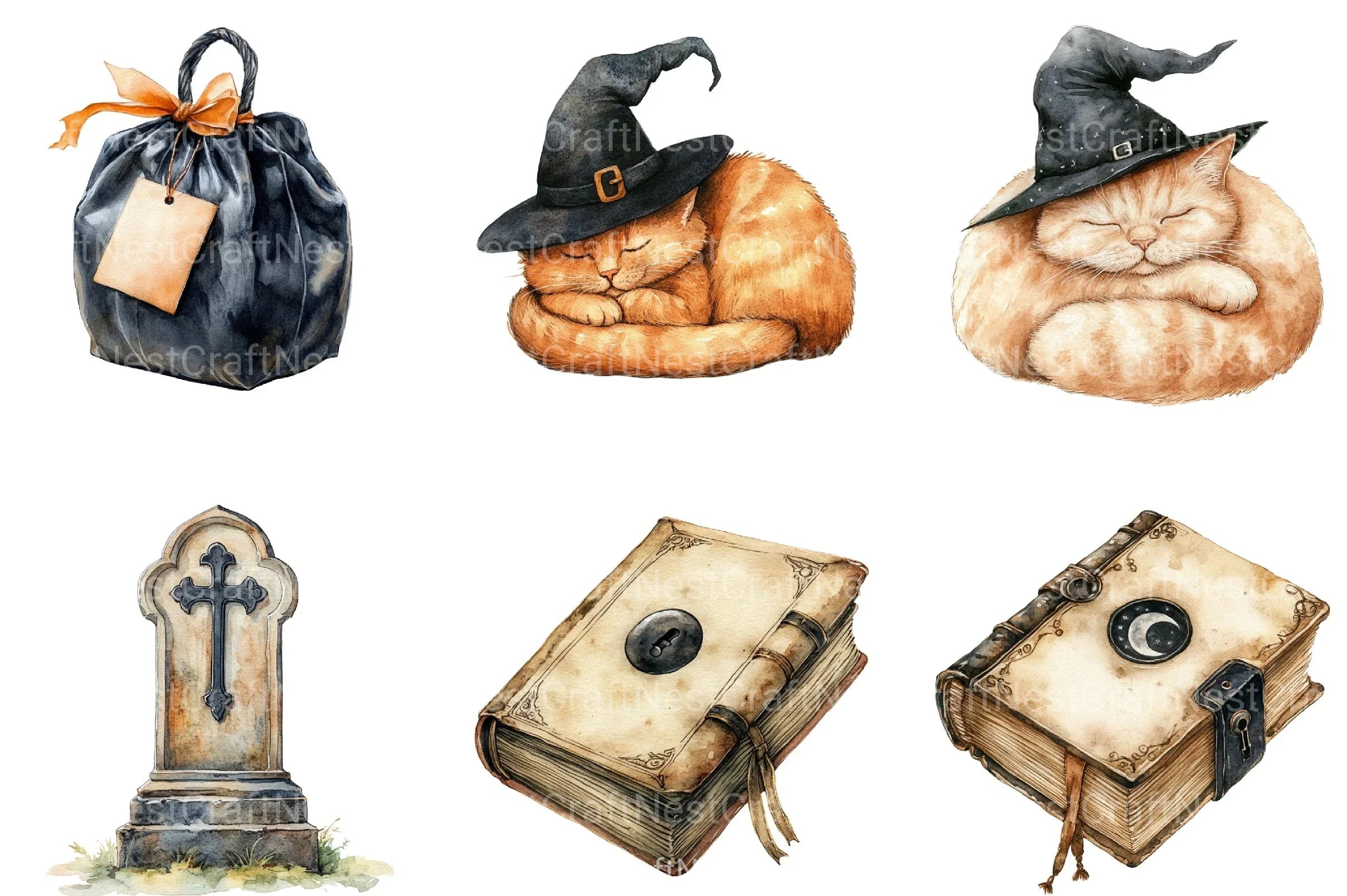 Beige & Black Halloween Clipart Bundle 3 - CraftNest - Digital Crafting and Art