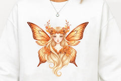 Autumn Fall Cute Girl Butterfly Clipart Bundle - CraftNest - Digital Crafting and Art