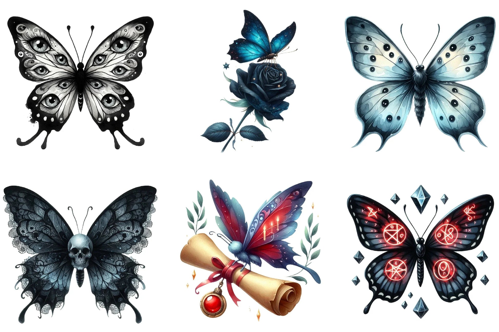Halloween Gothic Butterfly Clipart Bundle - CraftNest - Digital Crafting and Art