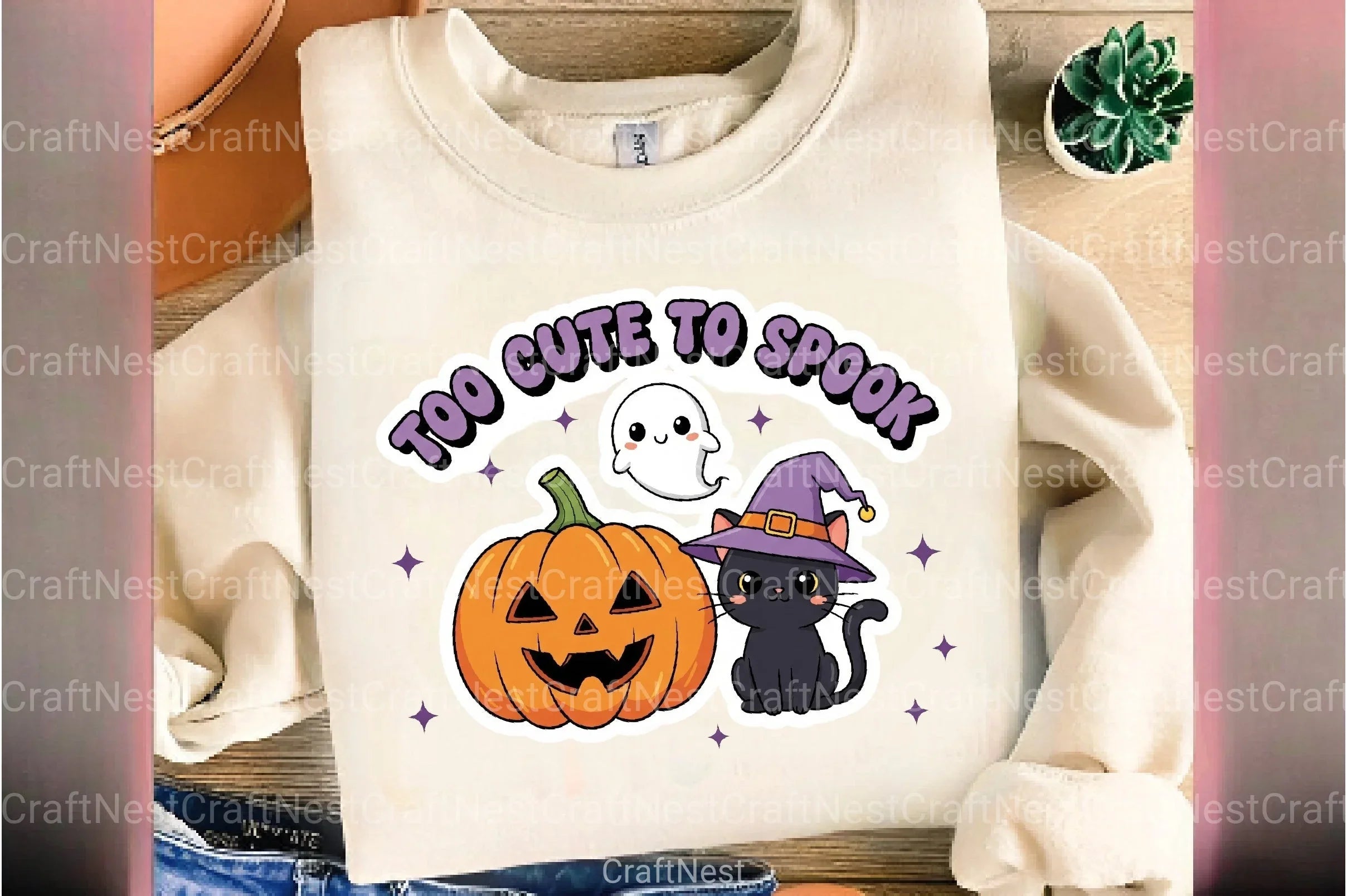 Cute Spook Halloween T-Shirt & Sticker Clipart Bundle - CraftNest - Digital Crafting and Art