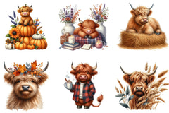 Autumn Highland Cows Clipart Bundle - CraftNest - Digital Crafting and Art