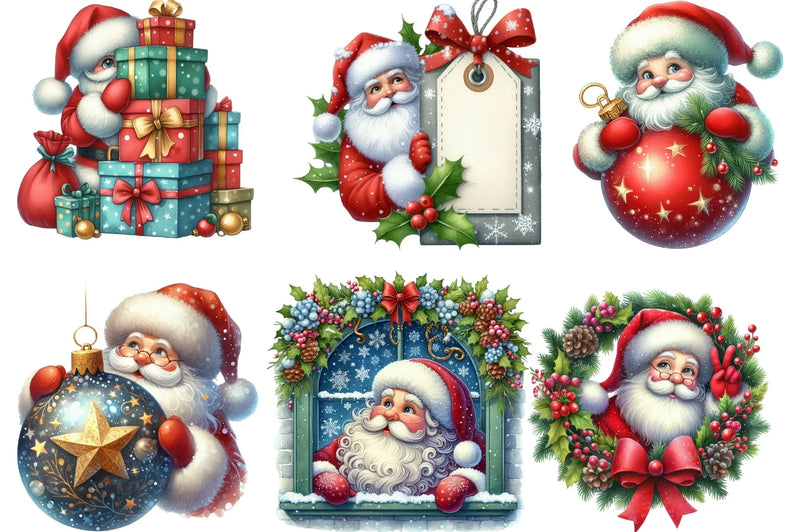 Christmas Peeking Santa Clipart Bundle - CraftNest - Digital Crafting and Art