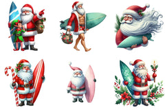 Christmas Santa Surfboard Clipart Bundle - CraftNest - Digital Crafting and Art