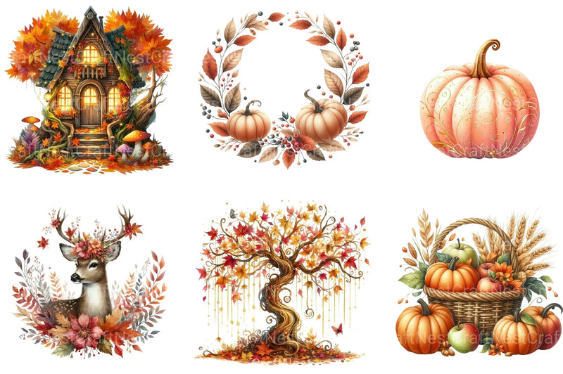 Whimsical Autumn Harvest Clipart Bundle - CraftNest - Digital Crafting and Art