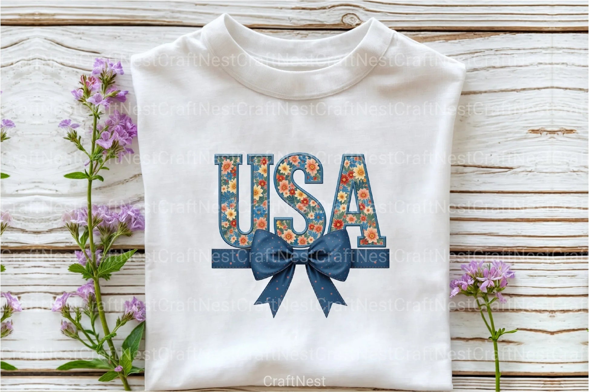 USA 4th of July Coquette Bow Flowers Clipart Bundle 2 - CraftNest - Digital Crafting and Art